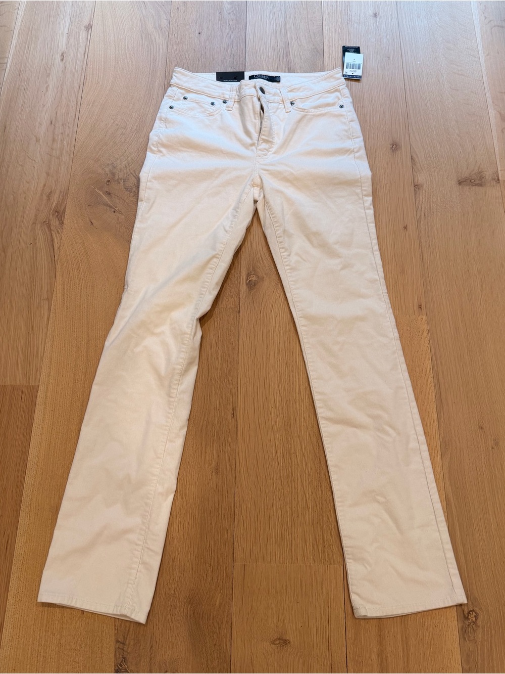 Lauren Ralph Lauren Mid Rise Straight Leg Jeans Cream Size 6 NWT